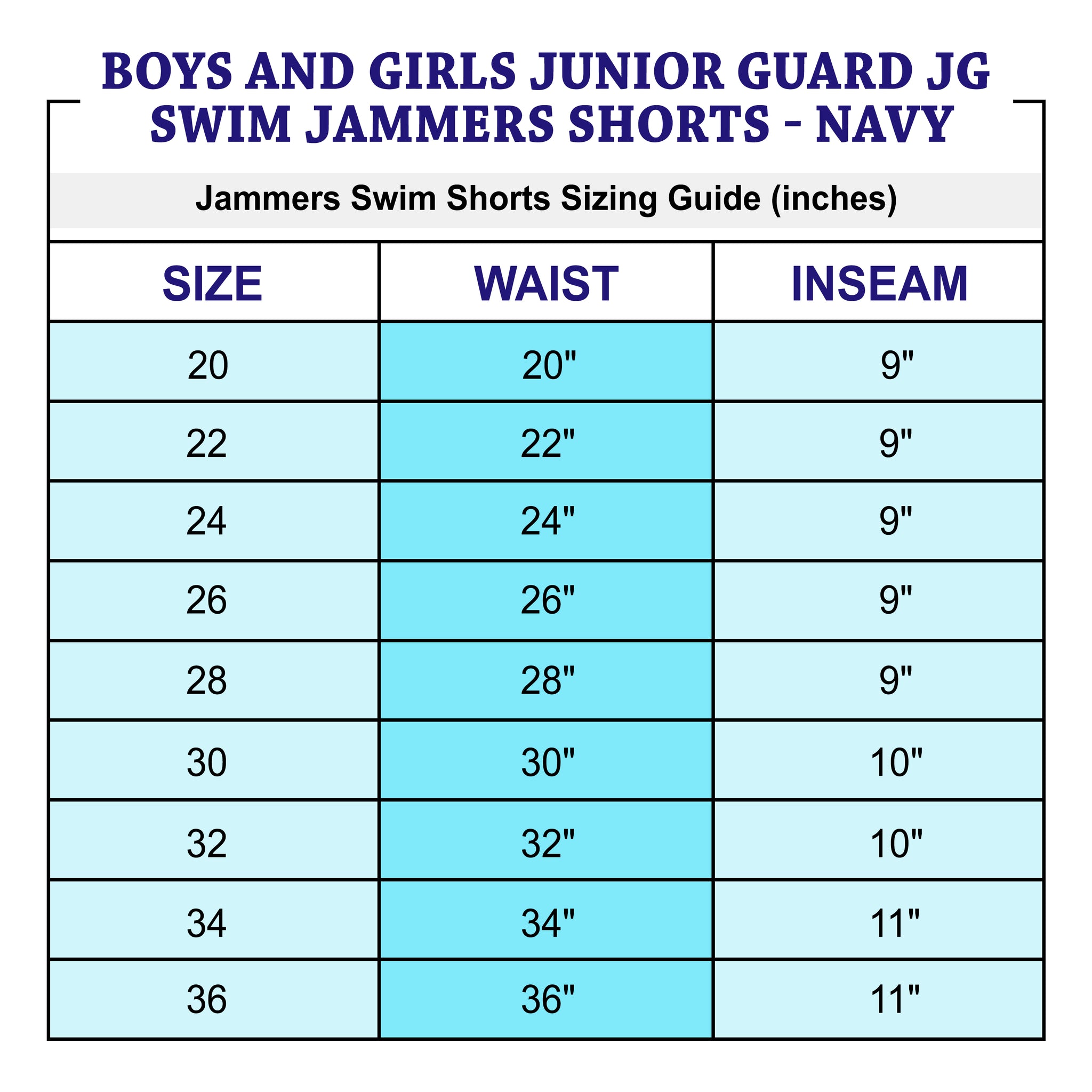 Boys and Girls Junior Guard Swim Jammers Swim Shorts Navy Sizes 20 36 eBodyboarding